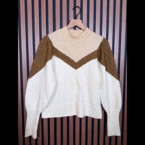 & Other Stories Sweater Medium Women’s Ivory Beige Brown Colorblock Wool Alpaca